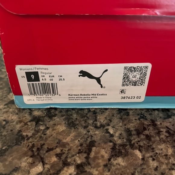 Puma Karmen Rebelle mid exotics White and Iridescent Platform Sneakers NWT 9 - Picture 13 of 15